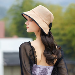 Khaki Bucket Hat Irregular Brim French Style Beach Travel Fisherman Cap