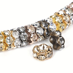 50Pcs Crystal Rhinestone Rondelle Spacer Beads for Jewelry Making