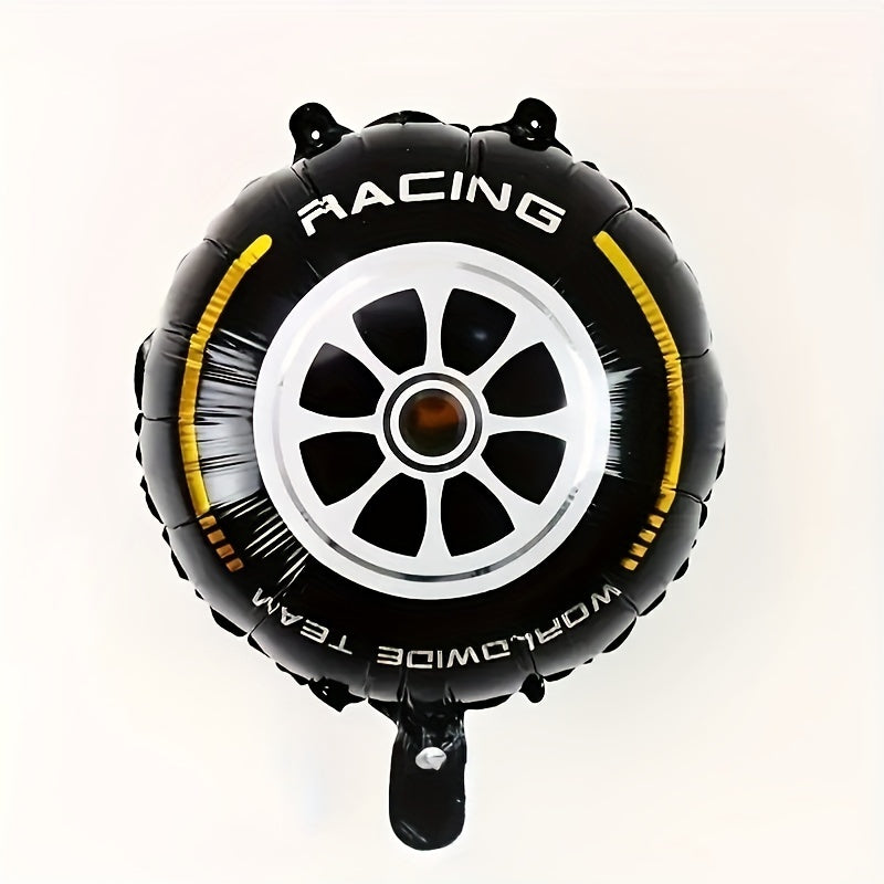 6pcs Racing Theme Tire Balloons Red Yellow Round Decorations