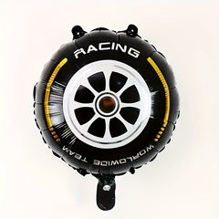 6pcs Racing Theme Tire Balloons Red Yellow Round Decorations