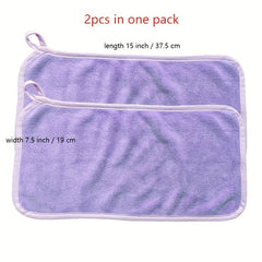 2pcs Light Purple Small Towel For Hands Soft Absorbent Microfiber with Loop