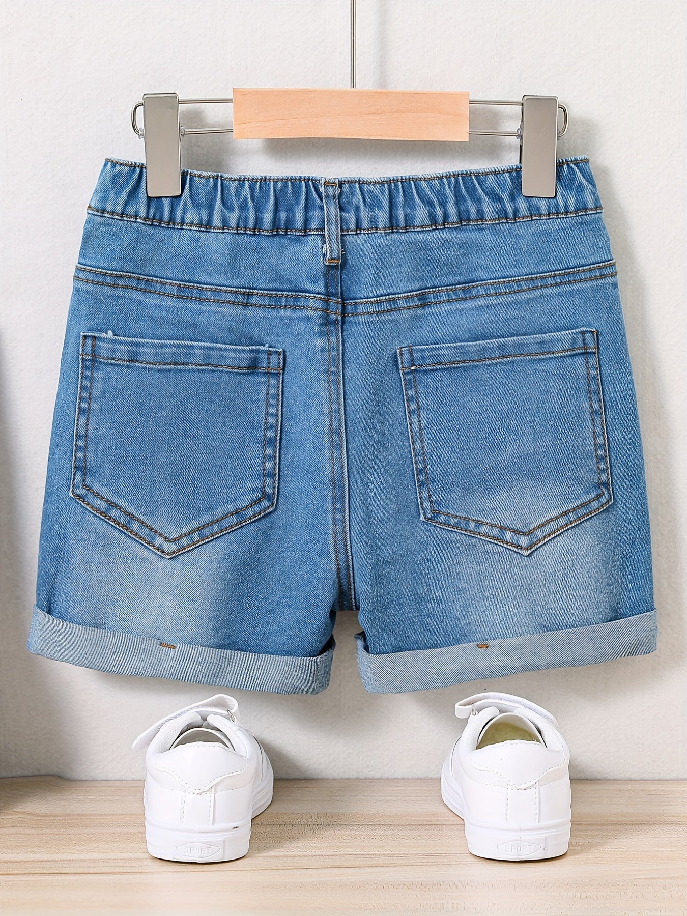 Girls Vintage Style Denim Skinny Shorts Stretchy Slim Fit Casual Summer Shorts