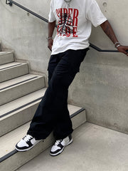 Men's Cargo Pants Wide Leg Long Trousers with Large Pockets