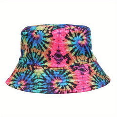 Rainbow Tie Dye Print Bucket Hat Hip Hop Reversible Basin Hat