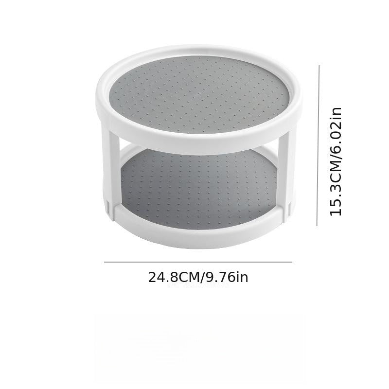 Double Layer Round Turntable Kitchen Storage Tray