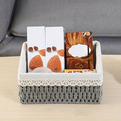 Rattan Woven Storage Basket for Desktop Cosmetics Keys Snacks Coffee Tables