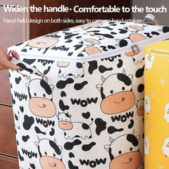 Cartoon Cow Pattern Storage Box Zipper Large Capacity Organizer
