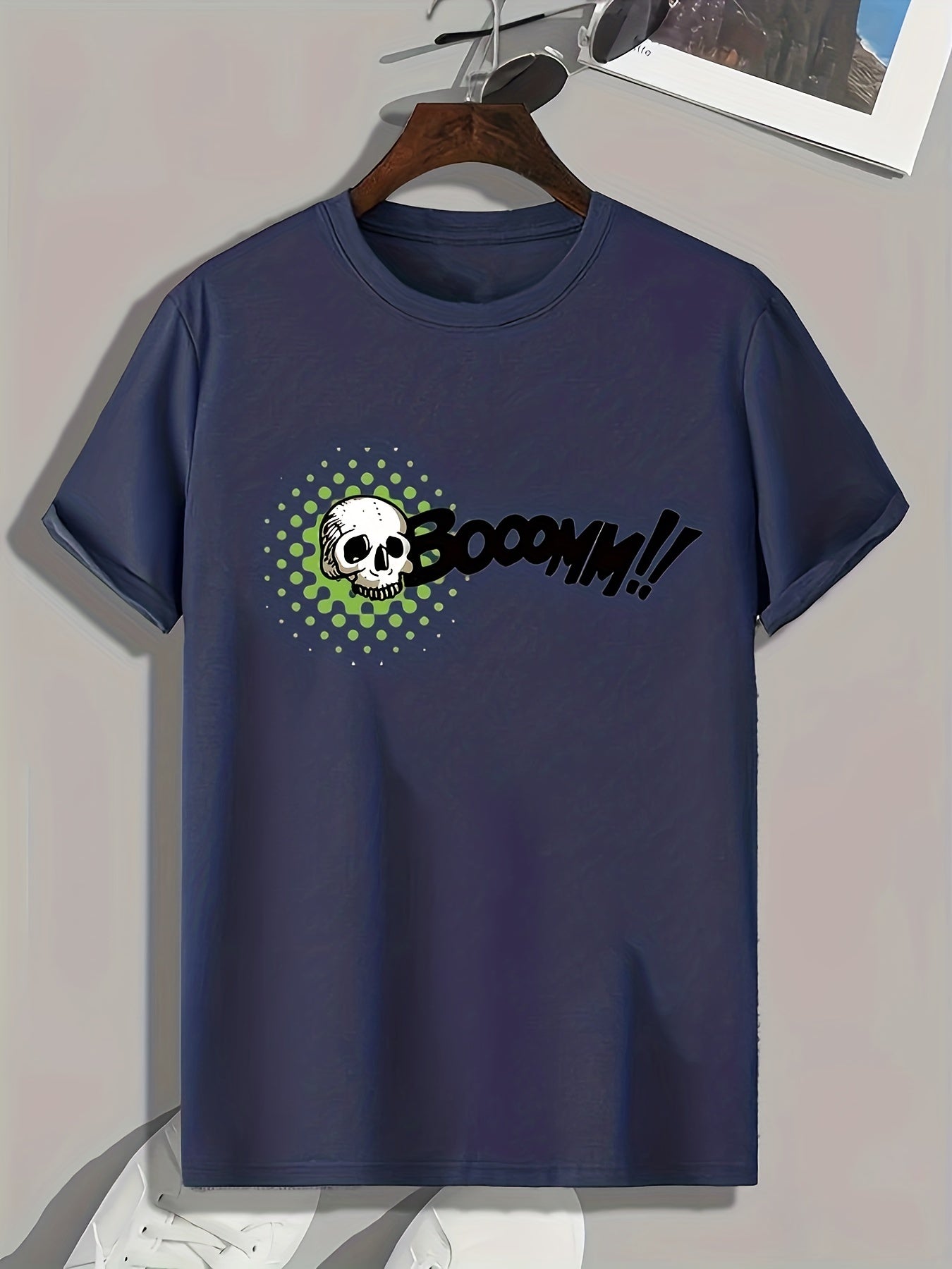 Skull & Letter Print Men's Sports T-shirt - Outdoor Fitness Clothing