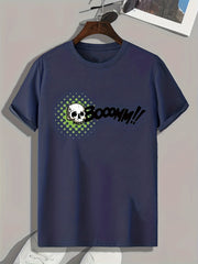 Skull & Letter Print Men's Sports T-shirt - Outdoor Fitness Clothing