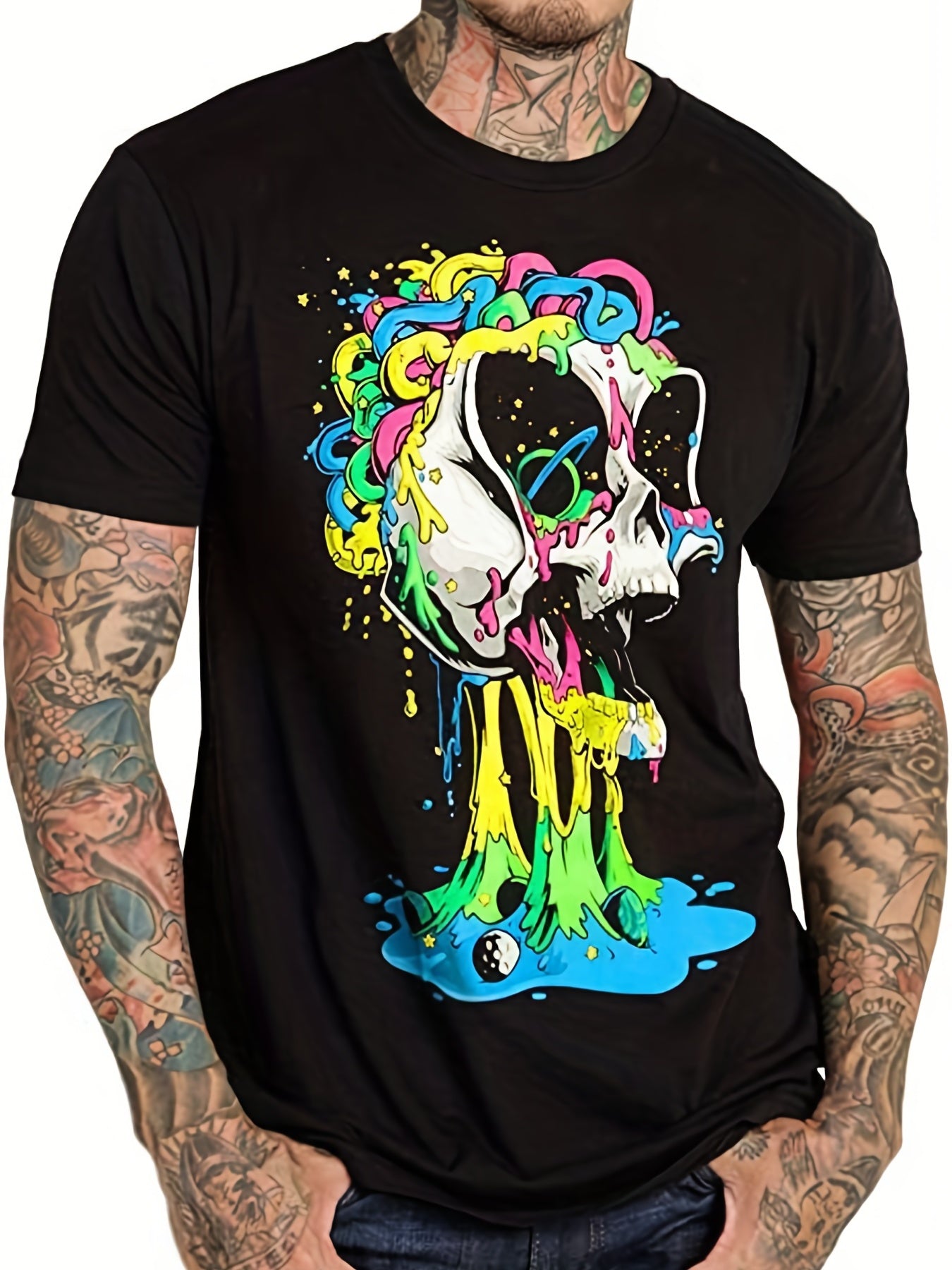 Men's Cartoon Skull Graphic T Shirt 3D Print Crew Neck Tee