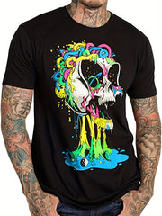 Men's Cartoon Skull Graphic T Shirt 3D Print Crew Neck Tee