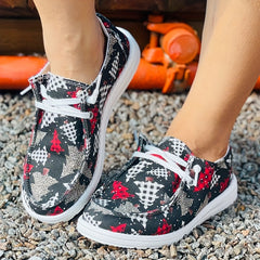 Women's Christmas Tree Pattern Flat Casual Shoes Comfortable Round Toe