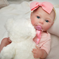 Reborn Baby Doll Pink with Bow Feeding Kit Ideal Gift