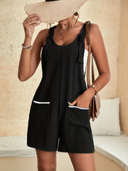 Patch Pockets Overall Jumpsuit Casual Contrast Trim Jumpsuit