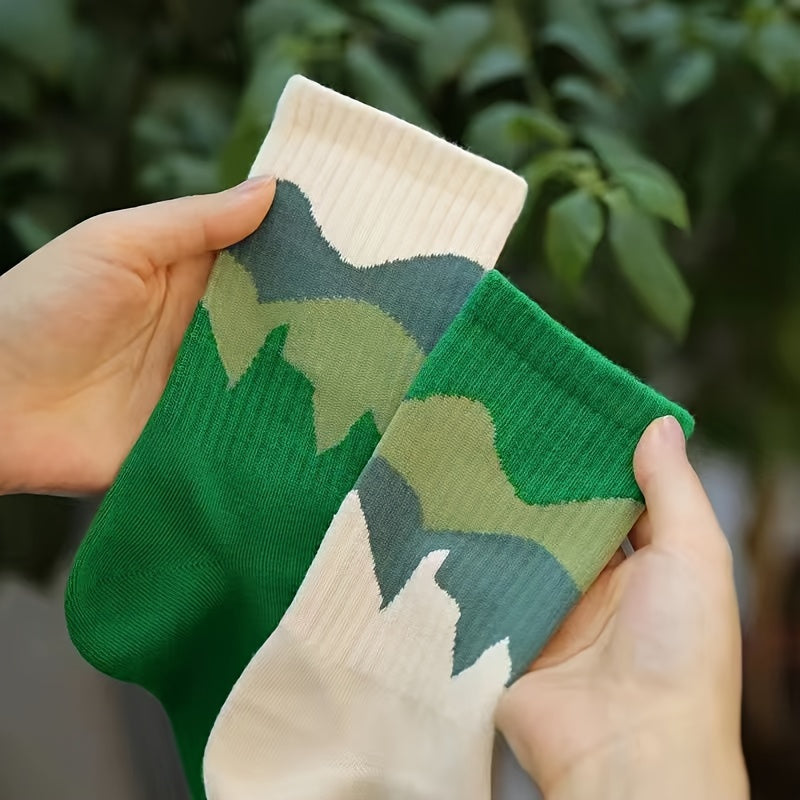 4 Pairs Print Sports Socks Comfy & Breathable Street Mid Tube Socks Women's