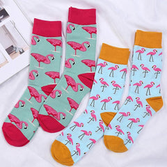 2pairs Flamingo Socks Novelty Christmas Stockings Women's Hosiery