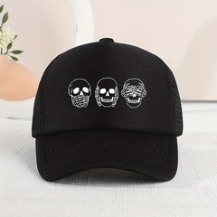 Children's Three Skulls Mesh Baseball Cap Sunshade Breathable Cap ForBoys