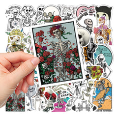 50pcs Skeleton Waterproof Stickers for Laptops Water Bottles