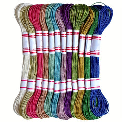 12 Colors Metallic Embroidery Thread Set for Craft Needlework Hand Embr