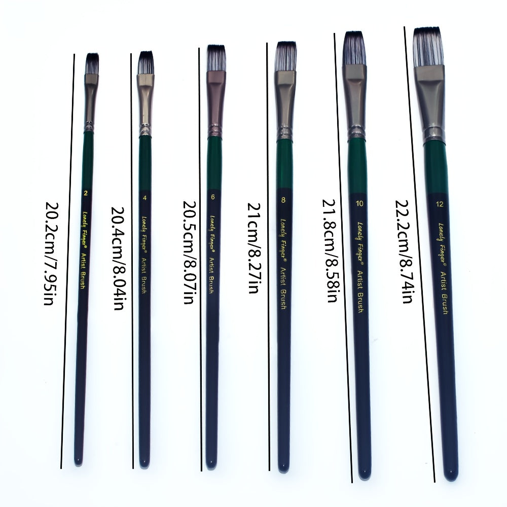 6pcs Flat Acrylic Paint Brushes Set for Artists