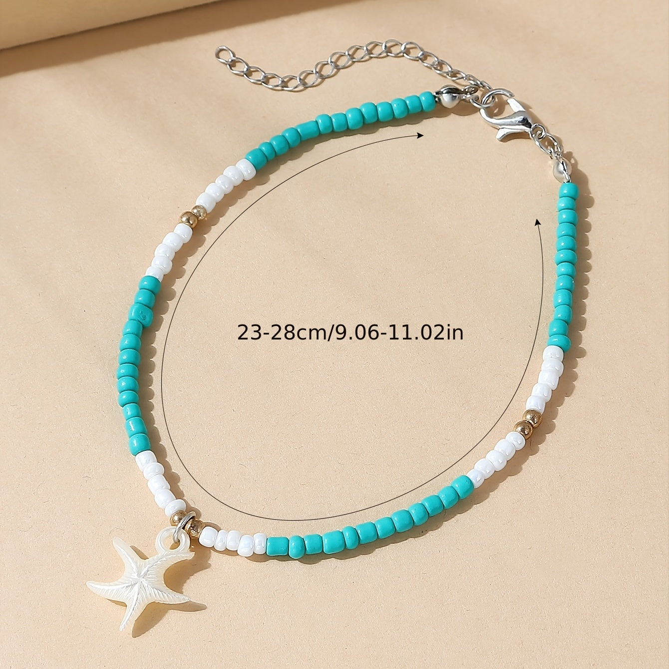 Y2K Style Rice Bead Starfish Anklet for Women