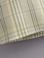 Plaid Print Lapel Blazer Double Breasted Outerwear