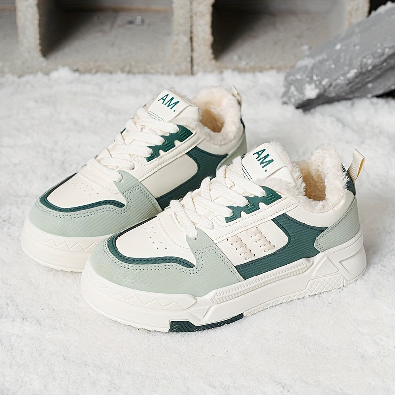 Women's Winter Skate Shoes Faux Fur Lined Low Sneakers Lace up