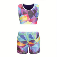 2pcs Girls Gymnastics Outfits for Dance Sports Gym Practice