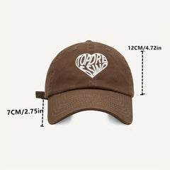 Unisex Sunshade Adjustable Baseball Cap Embroidered Love Heart