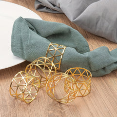 8PCS Golden Napkin Rings Set for Dining Holiday Anniversary Birthday