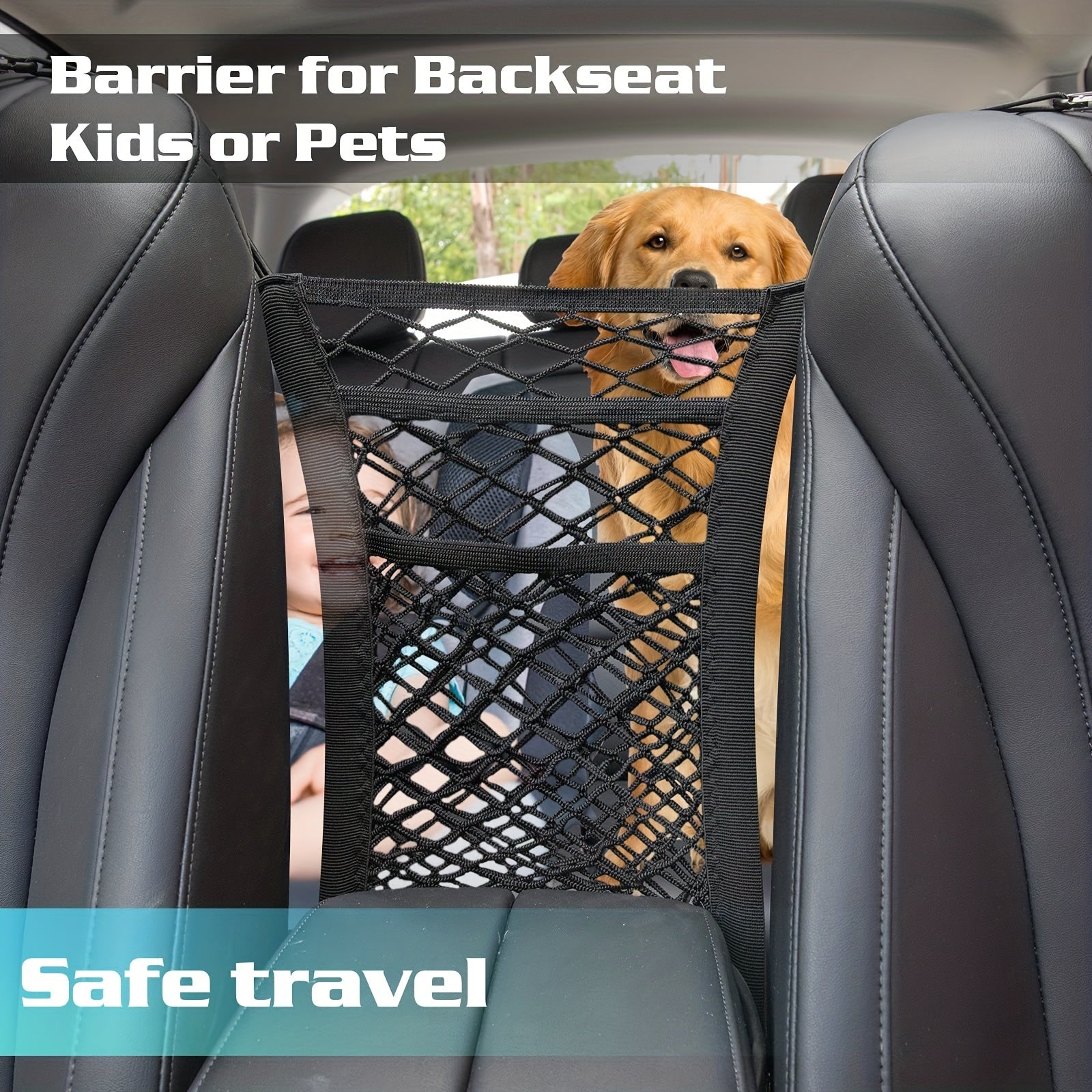 Car Net Front Seat Mesh Organizer 3 Layer Car Barrier Convenient Storage