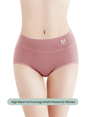 4pcs High Waisted Cotton Panties Stretch Ladies Briefs