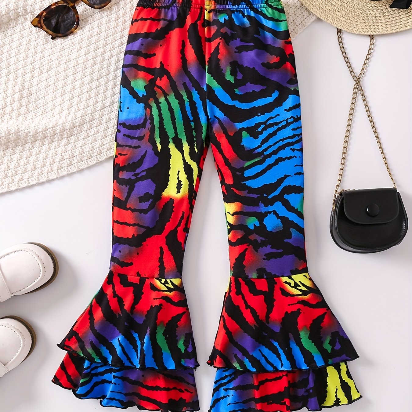 Girls Colorful Leggings Flared Pants Trousers