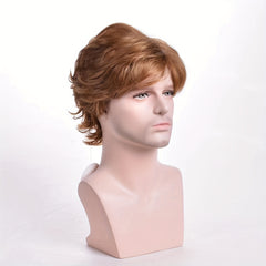 Fashionable Short Curly Wave Hair Light Brown Men's Wig