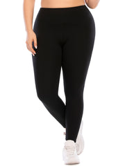 Solid Plus Size Yoga Leggings with Pocket