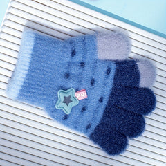 Girls' Baby Knitted Crystal Yarn Star Gloves