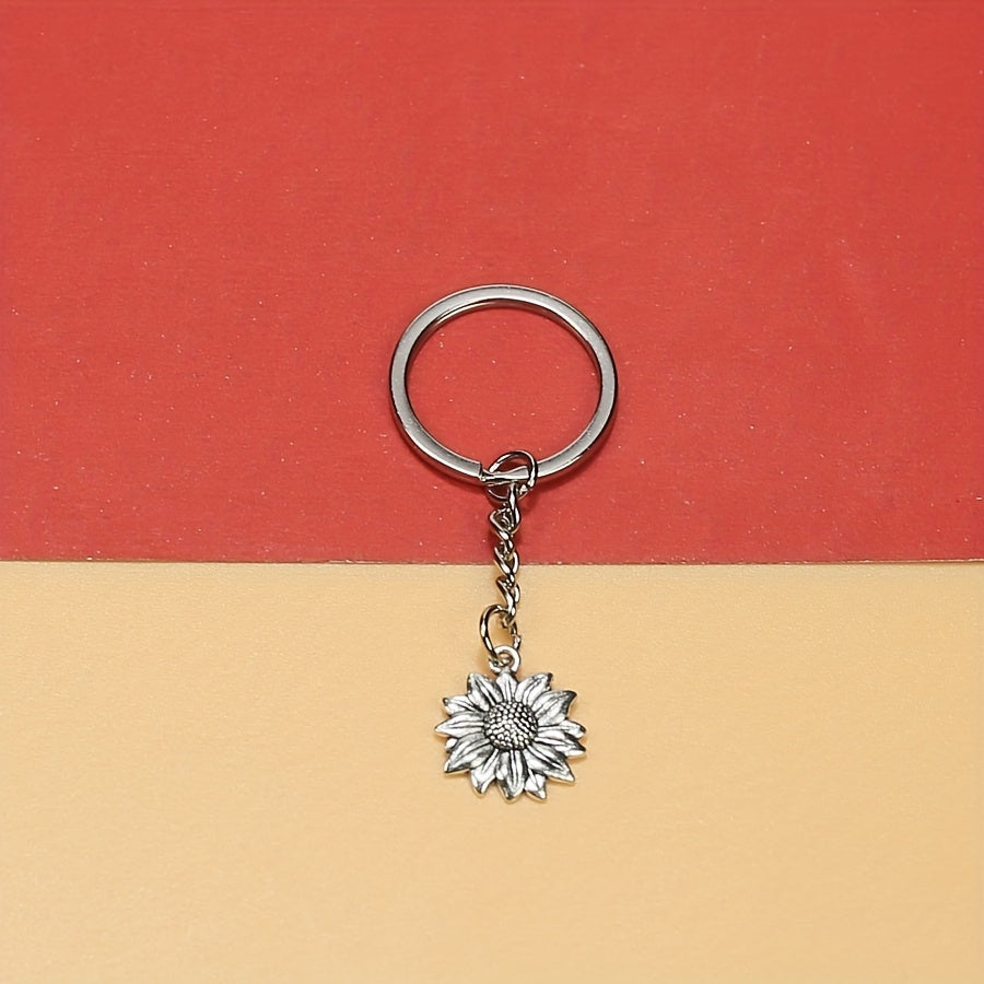 Sunflower Flower Alloy Key Chain Retro Keychain Keyring Pendant