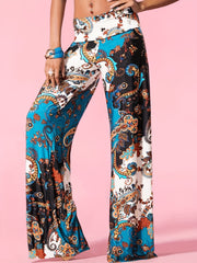 Boho Paisley Wide Leg Palazzo Pants