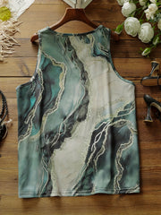 Women's Plus Marble Print Tank Top, Round Neck