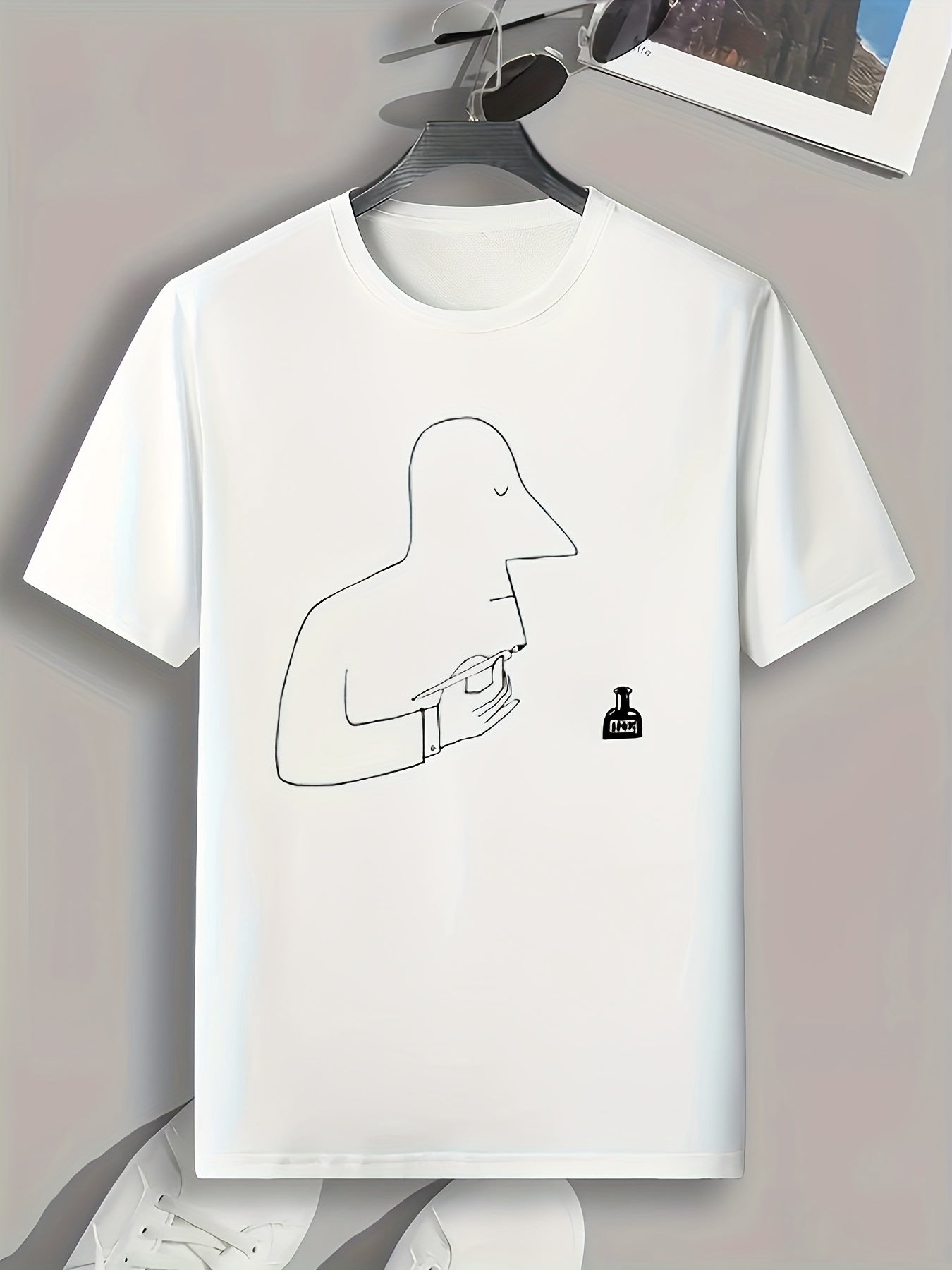 Man Pattern Print Comfy Sports T-shirt for Outdoor Activities