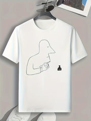 Man Pattern Print Comfy Sports T-shirt for Outdoor Activities
