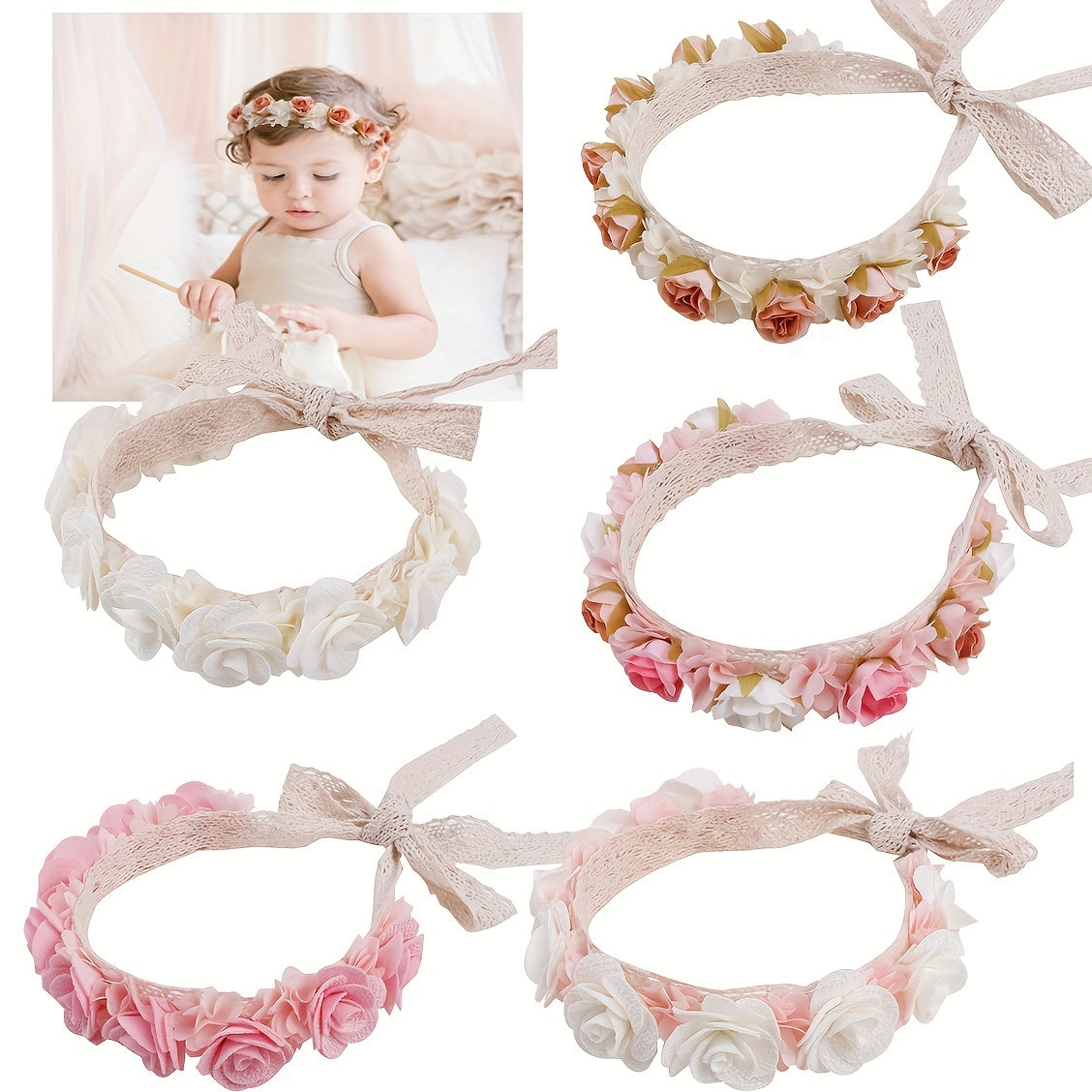Floral Lacy Baby Headbands Hairbands Elastics Hair Accessories For Baby Girls