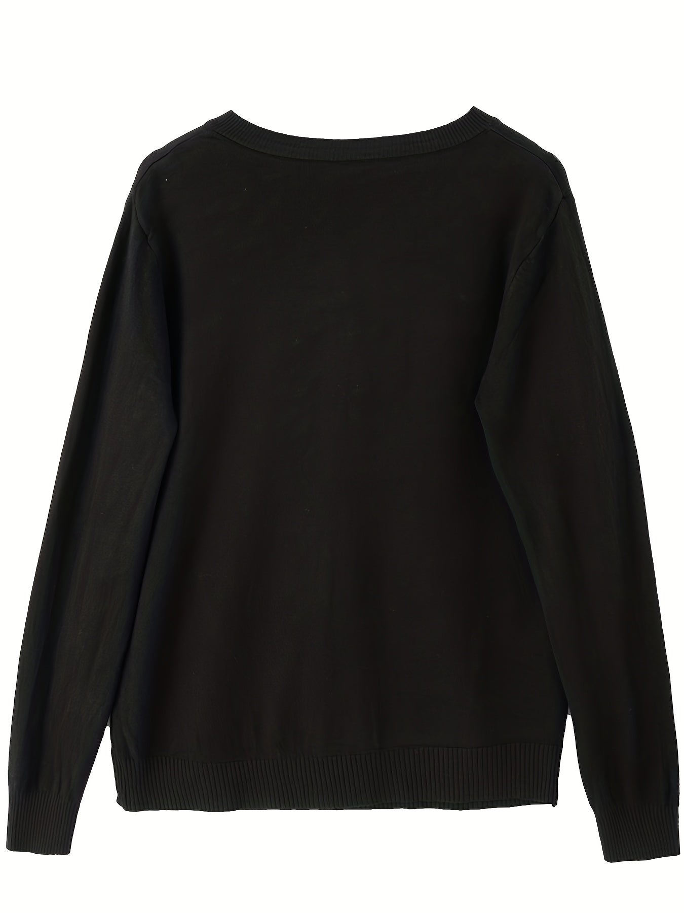 Solid Button Front Knit Cardigan Casual Long Sleeve Cardigan