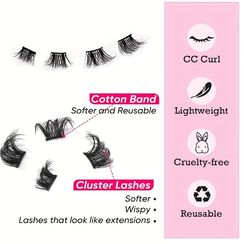 Natural Cluster Lashes Extensions Wispy False Eyelashes 3D DIY 7 Pairs
