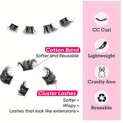 Natural Cluster Lashes Extensions Wispy False Eyelashes 3D DIY 7 Pairs