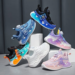Boys Luminous Sneakers with Rotating Button Breathable Non-slip Shoes