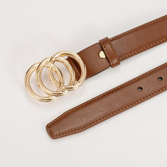 Three Circle Buckle PU Leather Belt For Girls
