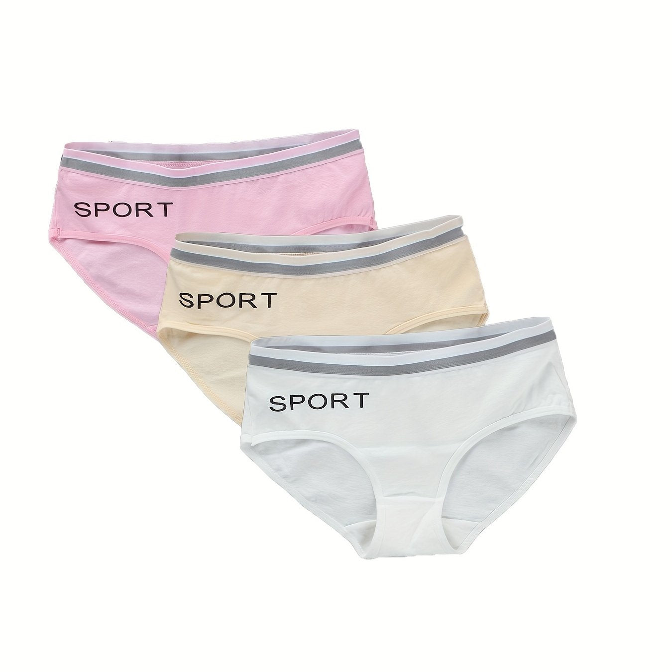 3pcs Cotton Briefs SPORT Print Panties For Girls 9-15 Years