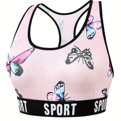 Butterfly Print Racer Back Tank Bra
