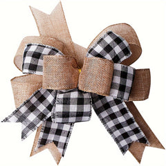 Christmas Tree Decoration Bow Linen Red Plaid Ribbon Christmas Bow